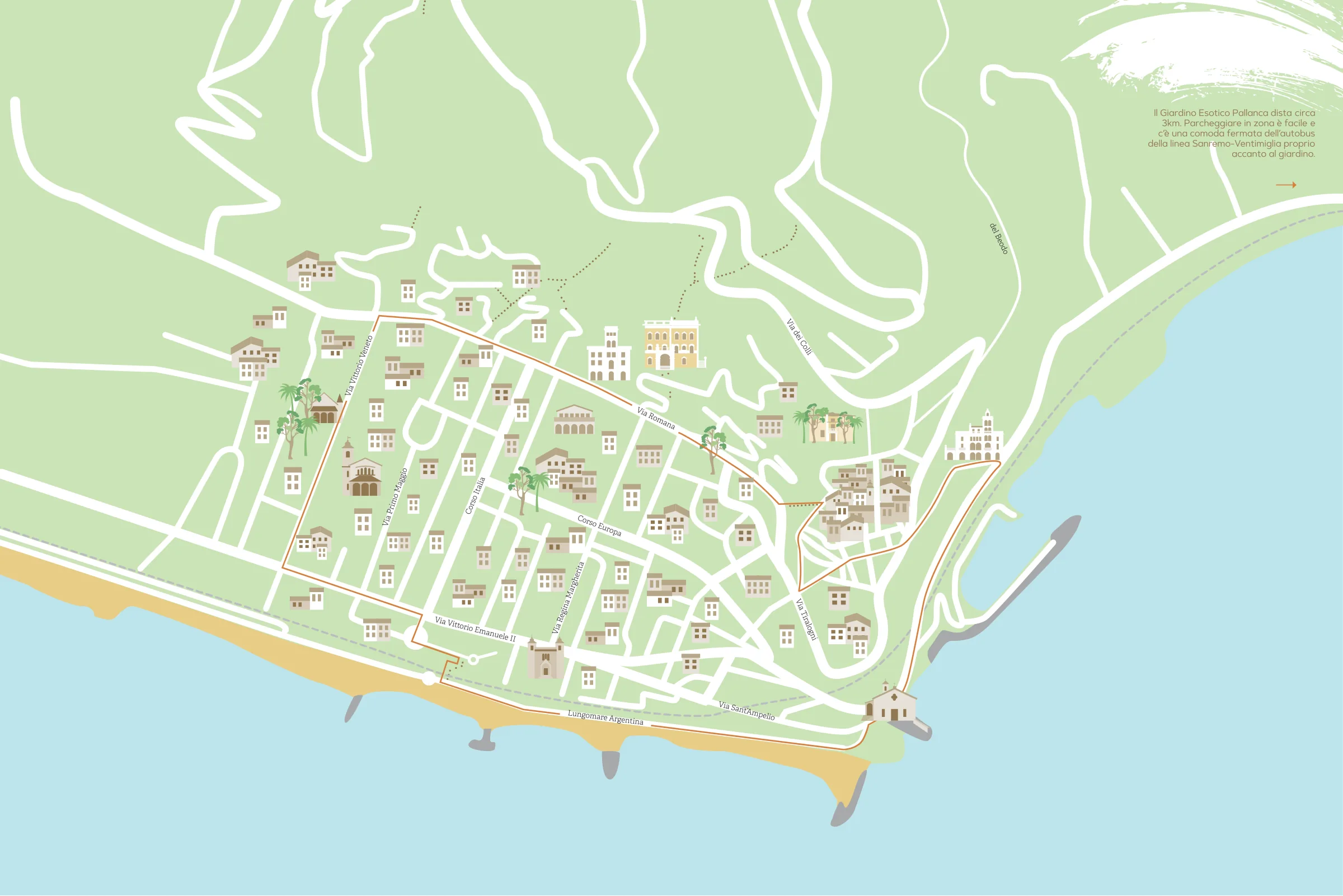 Mappa illustrata · Tra ville e giardini